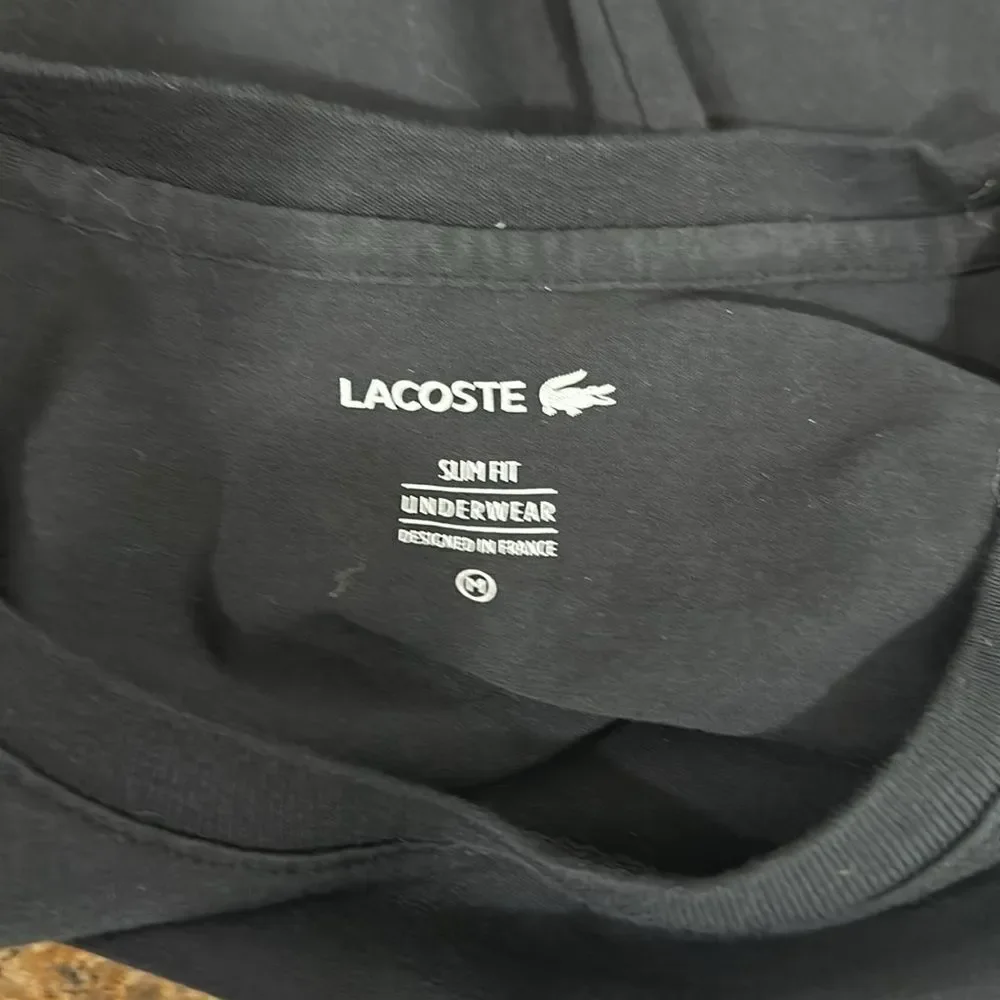 Lacoste Slim Fit Crew Neck Short Sleeve Cotton T-shirt In Black Size M